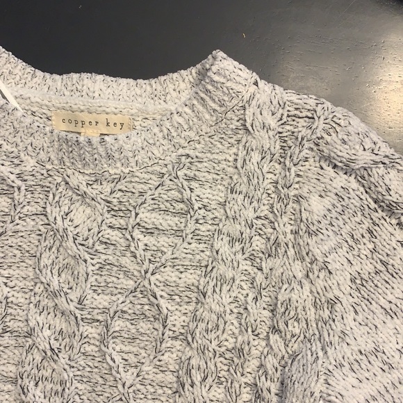 Copper Key little girls size medium black and white cable knit sweater - Picture 3 of 7